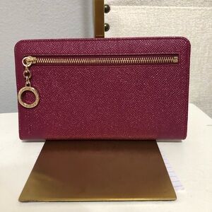 Bulgari Pink Wallet with Gold Accents